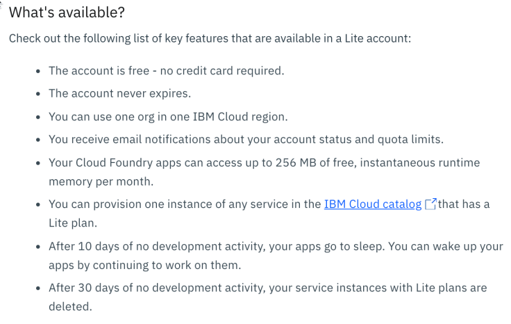 (Outdated) Some Information about the current IBM Cloud Lite Account ...