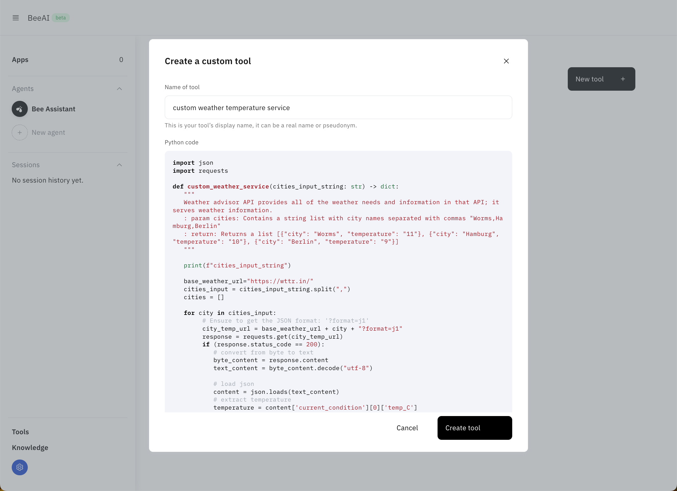 Create a Custom Bee Agent with a Custom Python Weather Tool: A Step-by ...